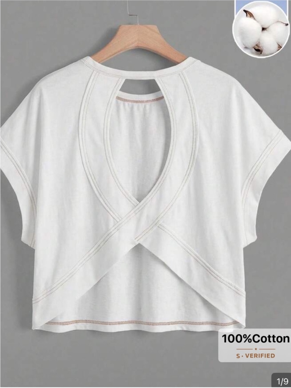 3 for $14 SHEIN Women's White Cotton Cross-Back Short Sleeve Top size medium